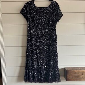 Adrianna Papell Sparkling Purple Sequins Midi Dress NEW